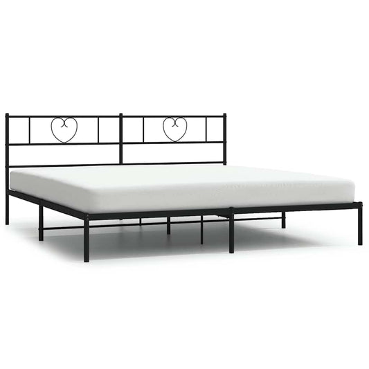 Metal Bed Frame without Mattress with Headboard Black 180x200cm Metal Bed Frame without Mattress with Headboard Black 180x200cm
