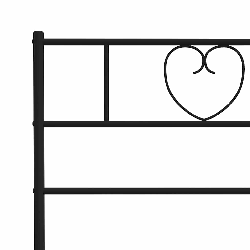 Metal Bed Frame without Mattress with Headboard Black 183x213cm