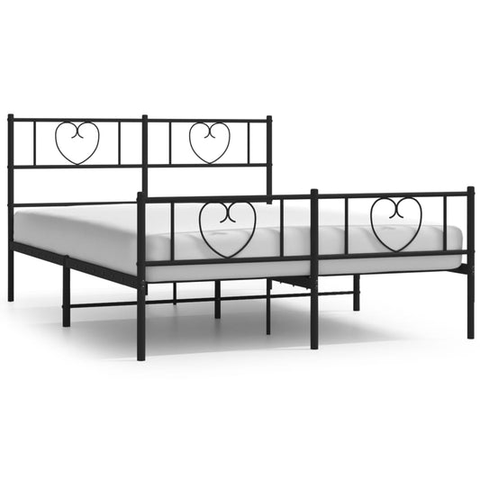 Metal Bed Frame without Mattress with Footboard Black 160x200cm Metal Bed Frame without Mattress with Footboard Black 160x200cm