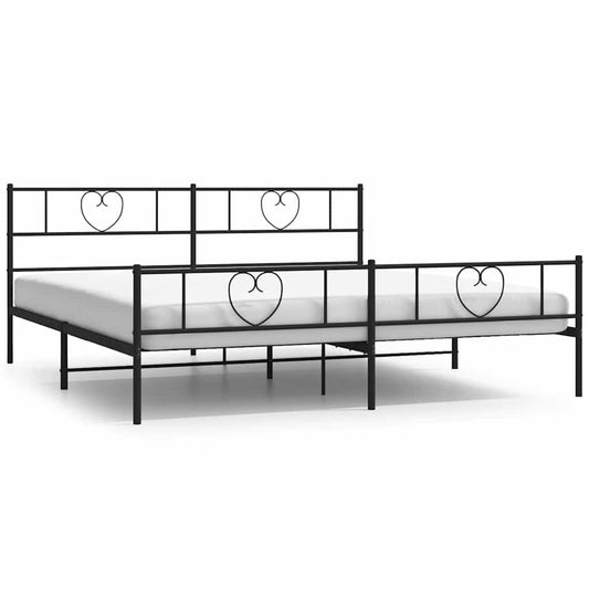 Metal Bed Frame without Mattress with Footboard Black 193x203cm Metal Bed Frame without Mattress with Footboard Black 193x203cm