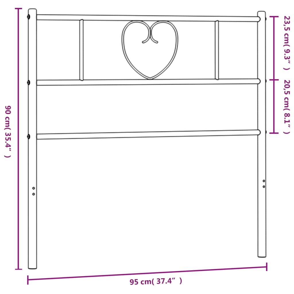 Metal Replace Headboard Black 90 cm