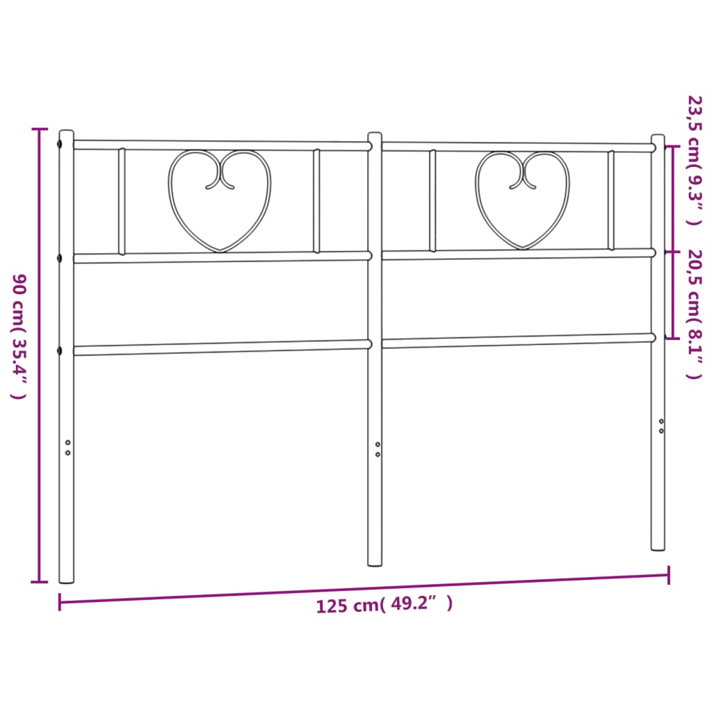Metal Replace Headboard Black 120 cm