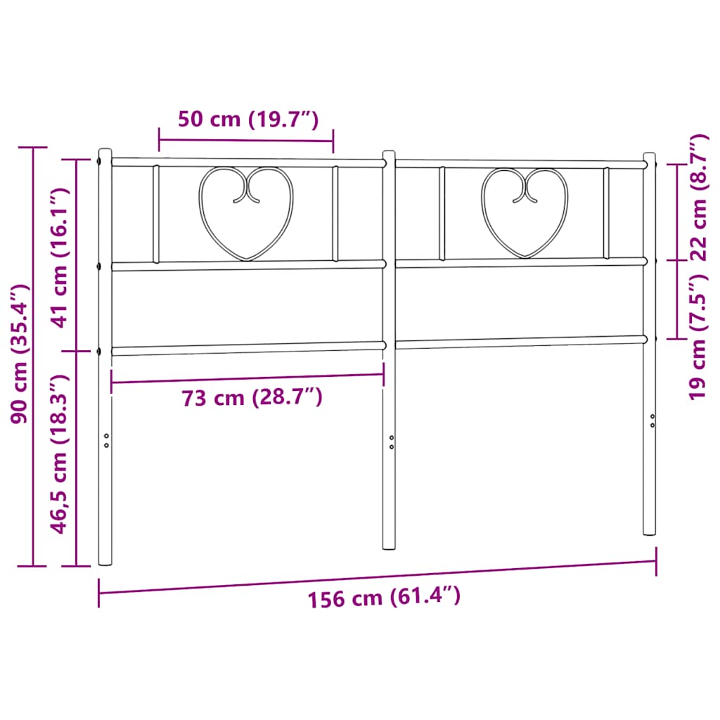 Metal Replace Headboard Black 150 cm