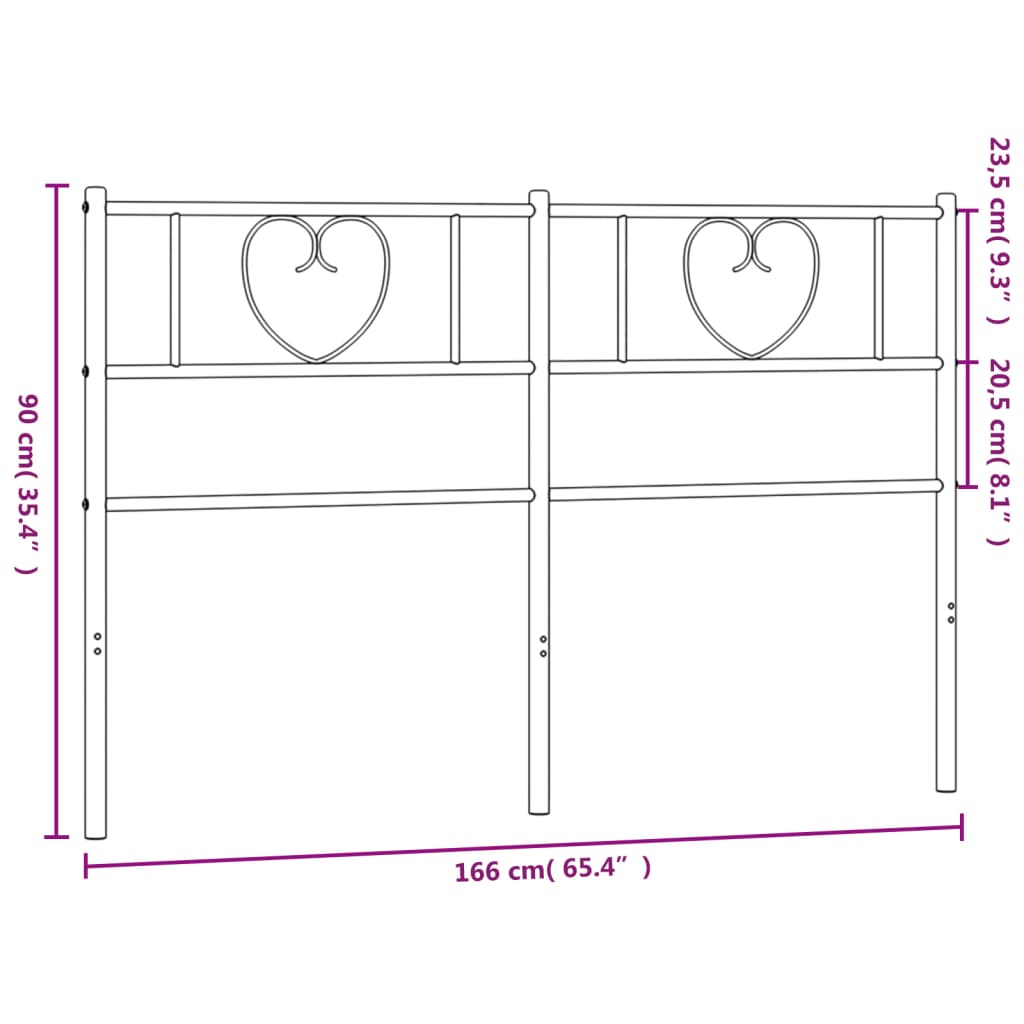 Headboard | Black | Powder-Coated Steel | Tall Double | Durable