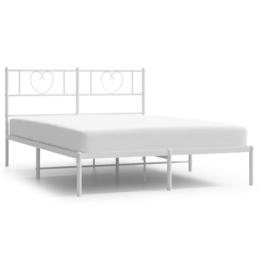 Metal Bed Frame without Mattress with Headboard White 140x190cm Metal Bed Frame without Mattress with Headboard White 140x190cm