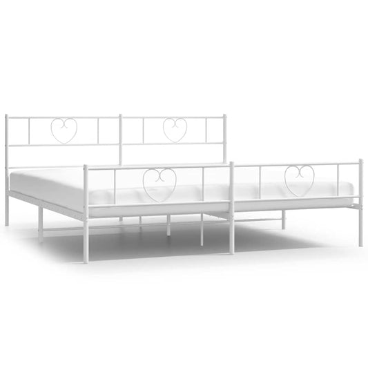 Metal Bed Frame without Mattress with Footboard White 193x203cm Metal Bed Frame without Mattress with Footboard White 193x203cm