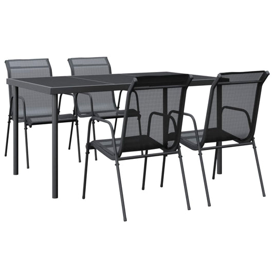 5 Piece Garden Dining Set Black Steel and Textilene 5 Piece Garden Dining Set Black Steel and Textilene