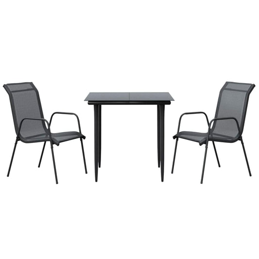 3 Piece Garden Dining Set Black Steel and Textilene 3 Piece Garden Dining Set Black Steel and Textilene