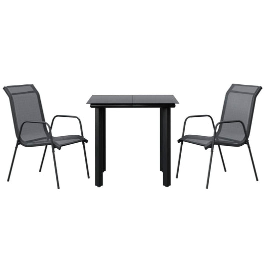 3 Piece Garden Dining Set Black Steel and Textilene 3 Piece Garden Dining Set Black Steel and Textilene