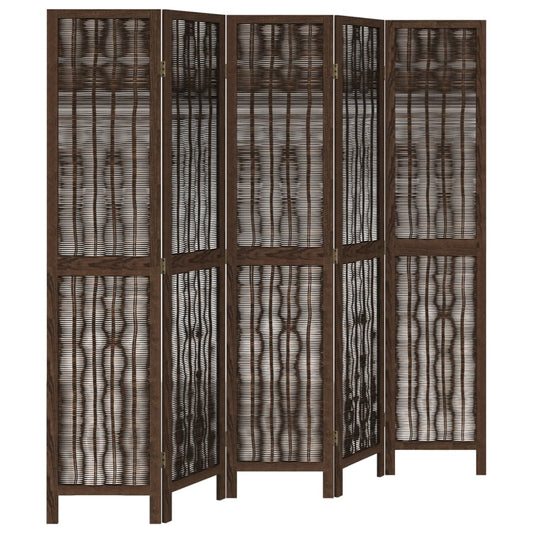 Room Divider 5 Panels Dark Brown Solid Wood Paulownia Room Divider 5 Panels Dark Brown Solid Wood Paulownia