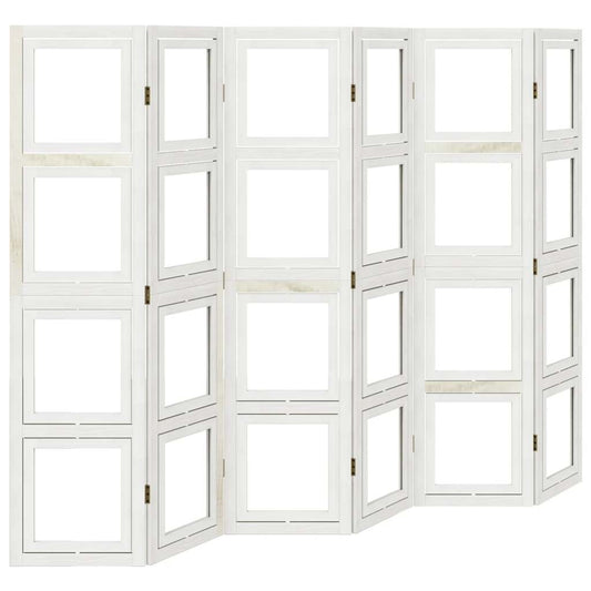 Room Divider 6 Panels White Solid Wood Paulownia Room Divider 6 Panels White Solid Wood Paulownia
