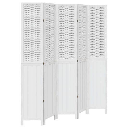 Room Divider 5 Panels White Solid Wood Paulownia Room Divider 5 Panels White Solid Wood Paulownia