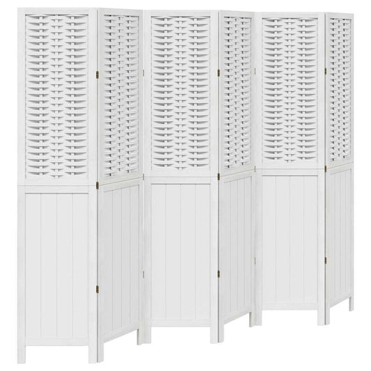 Room Divider 6 Panels White Solid Wood Paulownia Room Divider 6 Panels White Solid Wood Paulownia