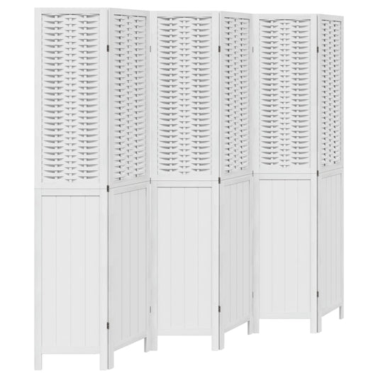 Room Divider 6 Panels White Solid Wood Paulownia Room Divider 6 Panels White Solid Wood Paulownia
