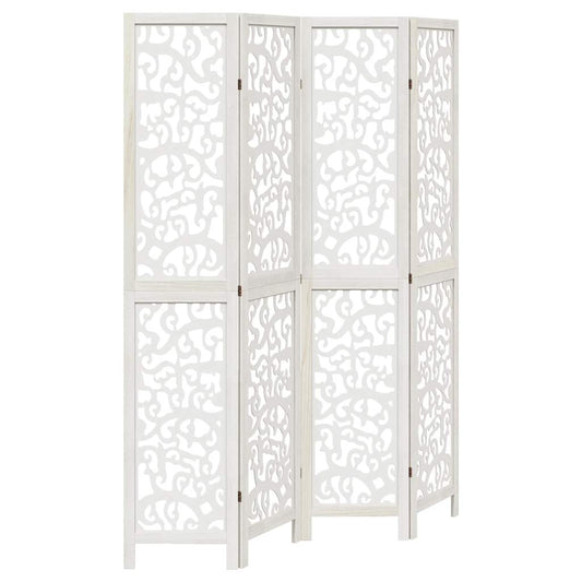 Room Divider 4 Panels White Solid Wood Paulownia Room Divider 4 Panels White Solid Wood Paulownia