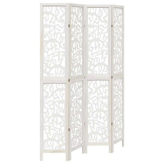 Room Divider 4 Panels White Solid Wood Paulownia Room Divider 4 Panels White Solid Wood Paulownia
