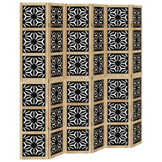 Room Divider 6 Panels Brown and Black Solid Wood Paulownia Room Divider 6 Panels Brown and Black Solid Wood Paulownia