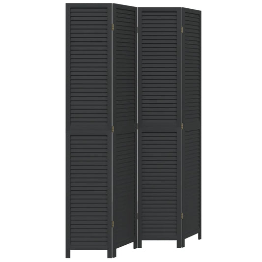 Room Divider 4 Panels Black Solid Wood Paulownia Room Divider 4 Panels Black Solid Wood Paulownia