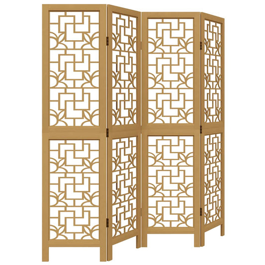 Room Divider 4 Panels Brown Solid Wood Paulownia Room Divider 4 Panels Brown Solid Wood Paulownia