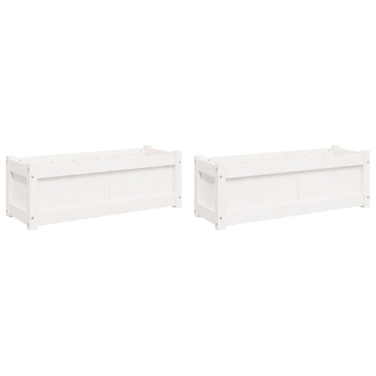 Garden Planters 2 pcs White Solid Wood Pine Garden Planters 2 pcs White Solid Wood Pine