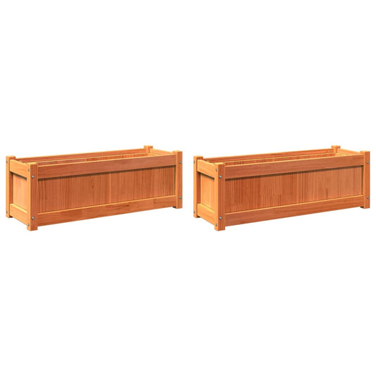 Garden Planters 2 pcs Wax Brown Solid Wood Pine Garden Planters 2 pcs Wax Brown Solid Wood Pine