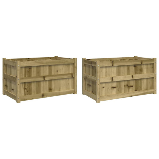 Garden Planters 2 pcs Impregnated Wood Pine Garden Planters 2 pcs Impregnated Wood Pine