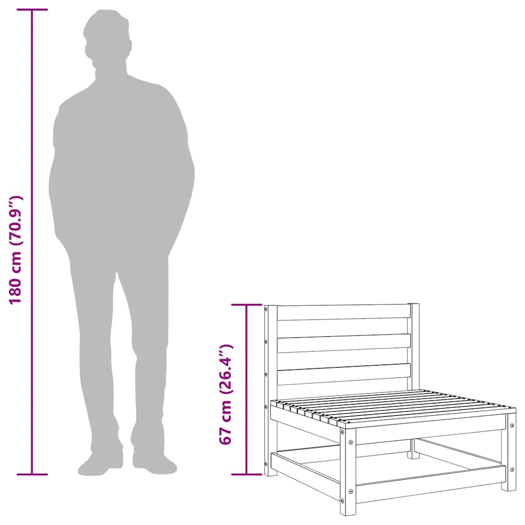 Garden Sofa Armless 70x70x67 cm Solid Wood Pine