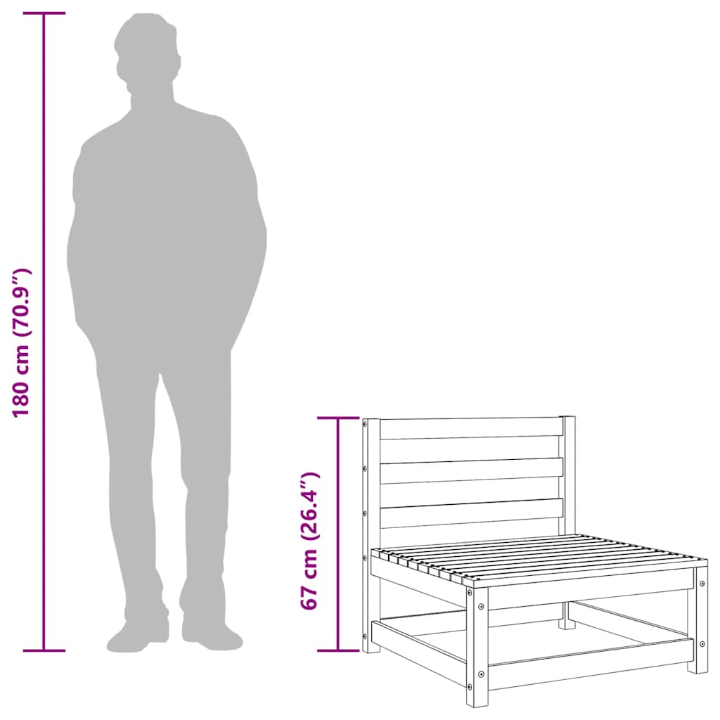 Garden Sofas Armless 3 pcs White 70x70x67 cm Solid Wood Pine