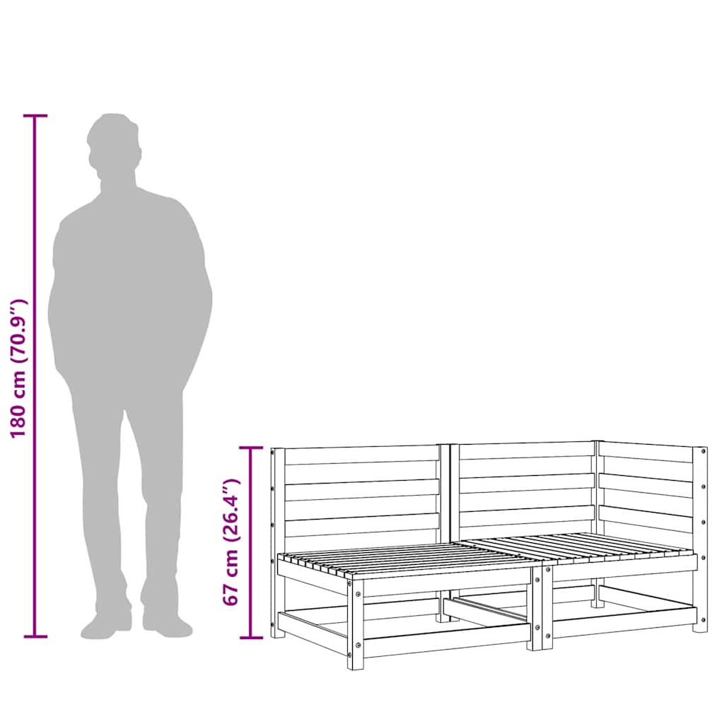 Garden Sofa 3-Seater White Solid Wood Pine
