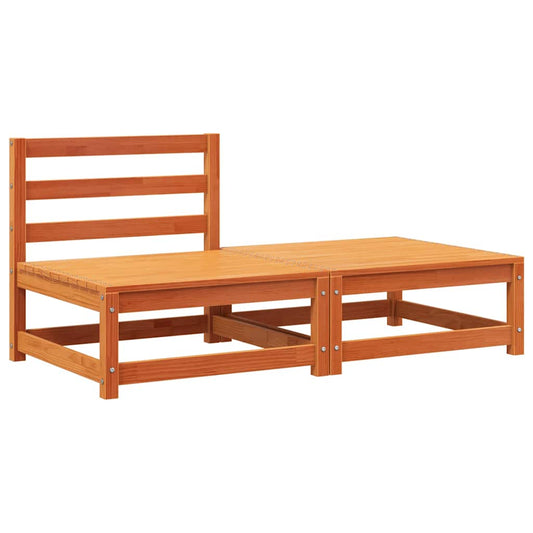 Garden Sofa Armless with Footstool Wax Brown Solid Wood Pine Garden Sofa Armless with Footstool Wax Brown Solid Wood Pine
