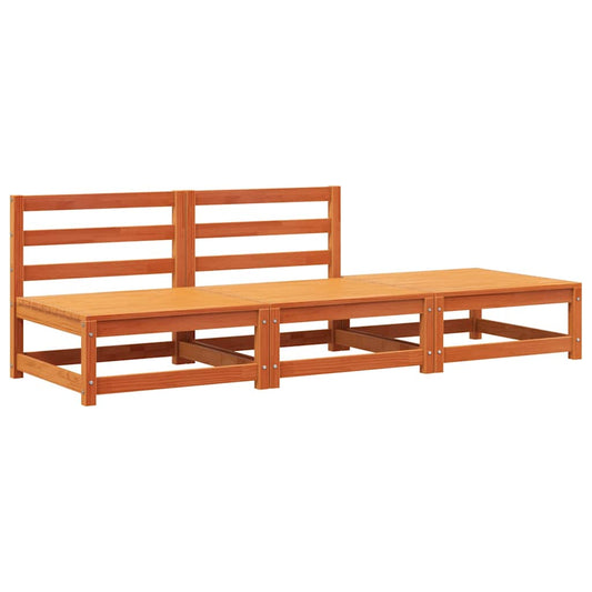 Garden Sofa Armless with Footstool Wax Brown Solid Wood Pine Garden Sofa Armless with Footstool Wax Brown Solid Wood Pine