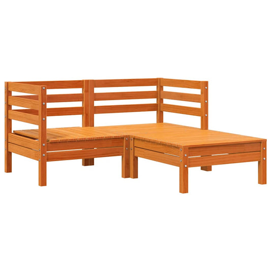 Garden Sofa 2-Seater with Footstool Wax Brown Solid Wood Pine Garden Sofa 2-Seater with Footstool Wax Brown Solid Wood Pine