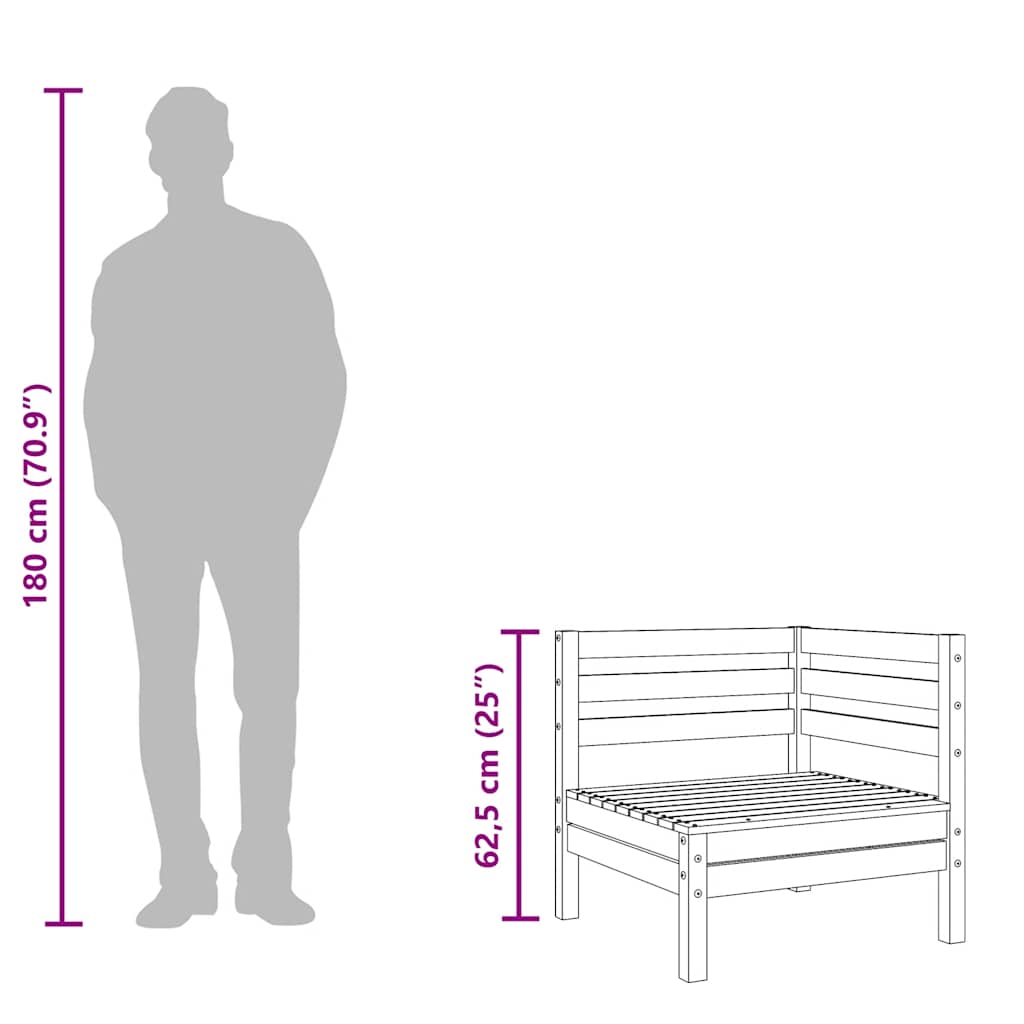 Garden Sofa 3-Seater White Solid Wood Pine