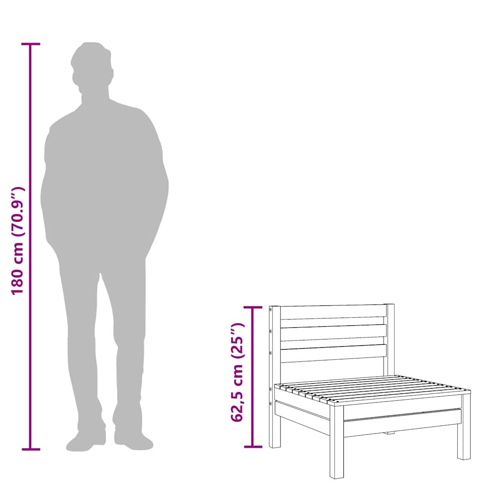 Garden Sofa 3-Seater Wax Brown Solid Wood Pine