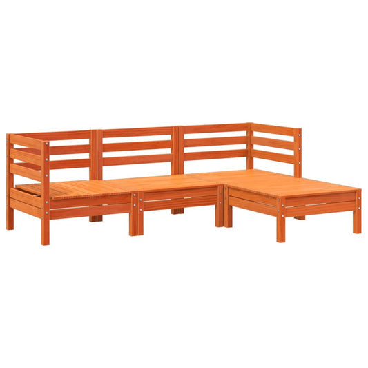 Garden Sofa 3-Seater with Footstool Wax Brown Solid Wood Pine Garden Sofa 3-Seater with Footstool Wax Brown Solid Wood Pine