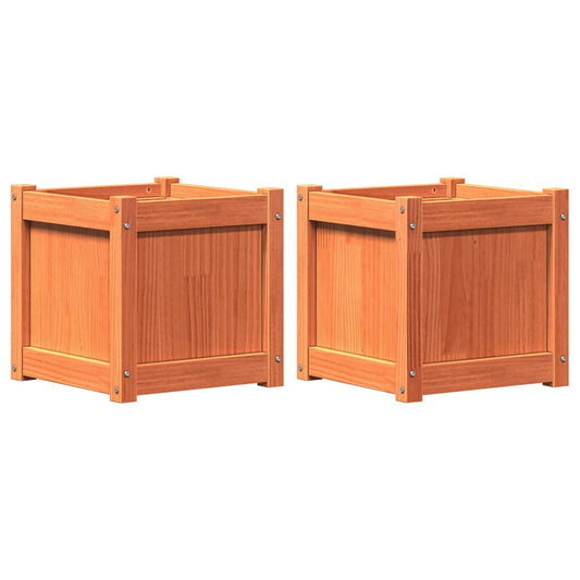 Garden Planters 2 pcs Wax Brown Solid Wood Pine Garden Planters 2 pcs Wax Brown Solid Wood Pine