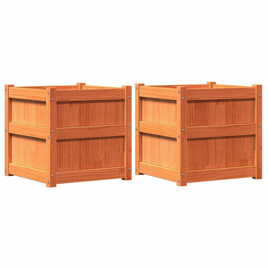 Garden Planters 2 pcs Wax Brown Solid Wood Pine Garden Planters 2 pcs Wax Brown Solid Wood Pine