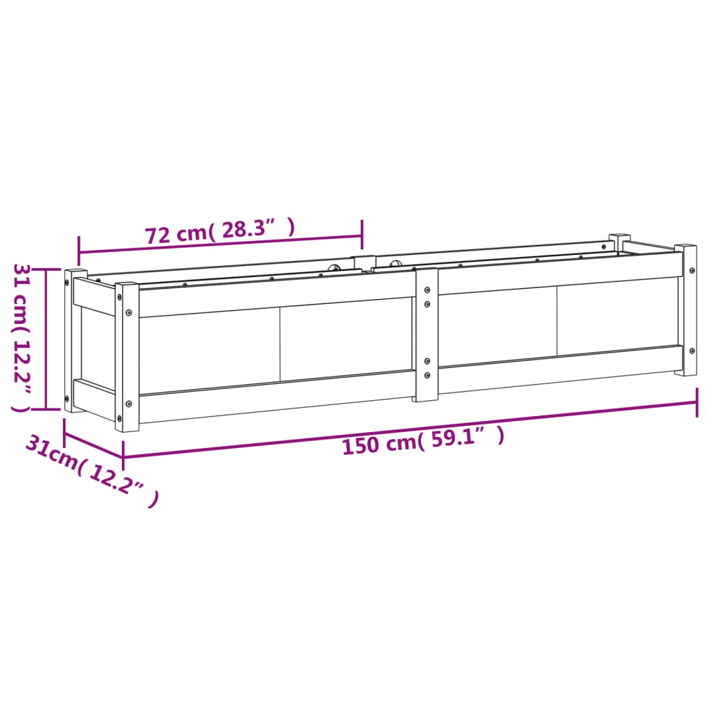Garden Planter 150x31x31 cm Solid Wood Douglas