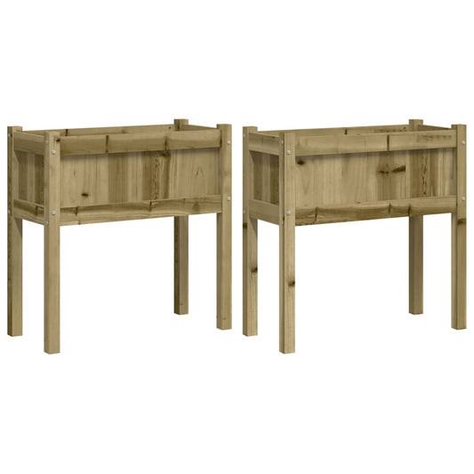 Garden Planters 2 pcs with Legs Impregnated Wood Pine Garden Planters 2 pcs with Legs Impregnated Wood Pine