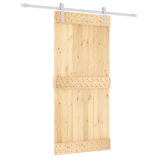 Sliding Door with Hardware Set 95x210 cm Solid Wood Pine Sliding Door with Hardware Set 95x210 cm Solid Wood Pine
