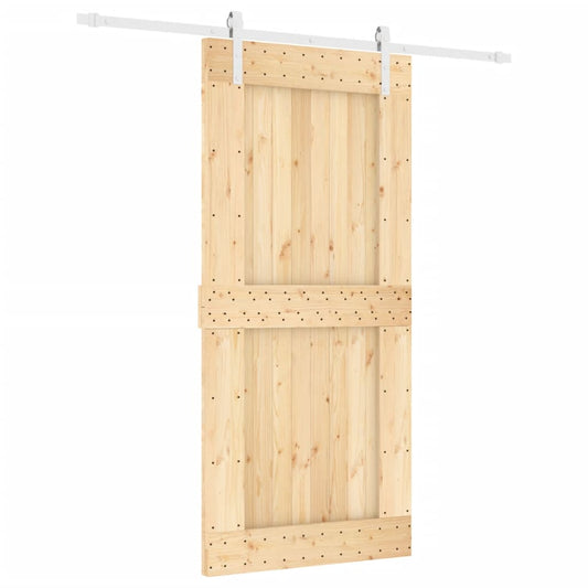 Sliding Door with Hardware Set 95x210 cm Solid Wood Pine Sliding Door with Hardware Set 95x210 cm Solid Wood Pine