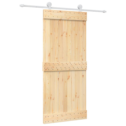 Sliding Door with Hardware Set 90x210 cm Solid Wood Pine Sliding Door with Hardware Set 90x210 cm Solid Wood Pine