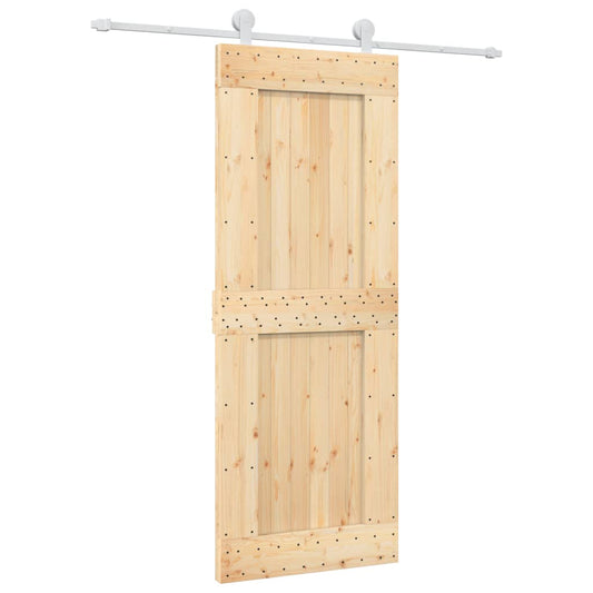 Sliding Door with Hardware Set 80x210 cm Solid Wood Pine Sliding Door with Hardware Set 80x210 cm Solid Wood Pine