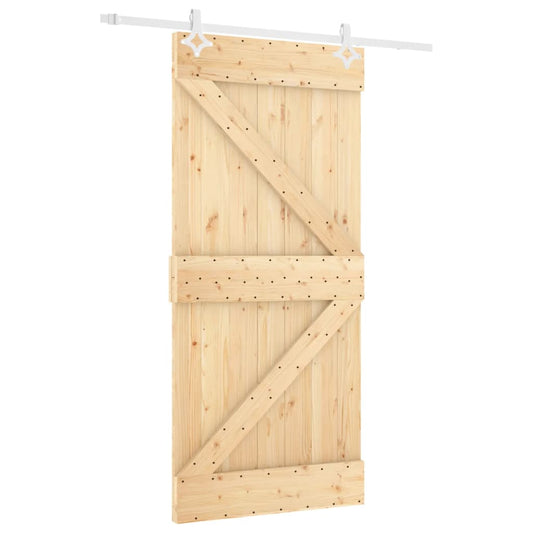 Sliding Door with Hardware Set 100x210 cm Solid Wood Pine Sliding Door with Hardware Set 100x210 cm Solid Wood Pine