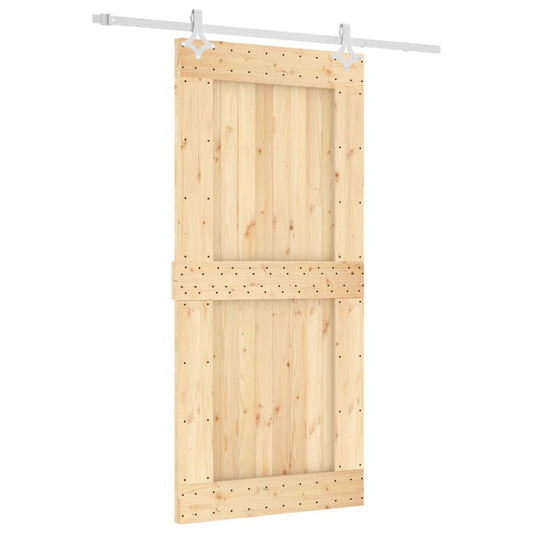 Sliding Door with Hardware Set 95x210 cm Solid Wood Pine Sliding Door with Hardware Set 95x210 cm Solid Wood Pine
