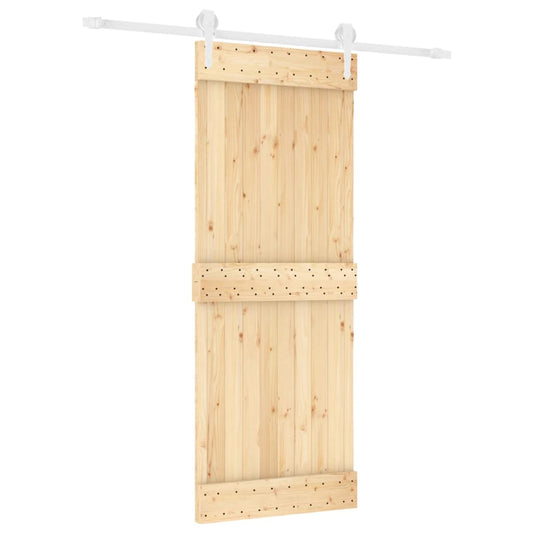 Sliding Door with Hardware Set 80x210 cm Solid Wood Pine Sliding Door with Hardware Set 80x210 cm Solid Wood Pine