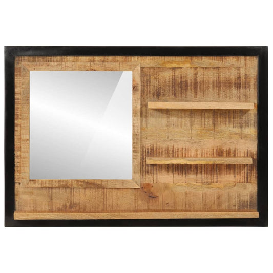 Mirror with Shelves 80x8x55 cm Glass and Solid Wood Mango Mirror with Shelves 80x8x55 cm Glass and Solid Wood Mango