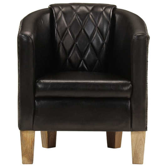 Tub Chair Black Real Leather Tub Chair Black Real Leather