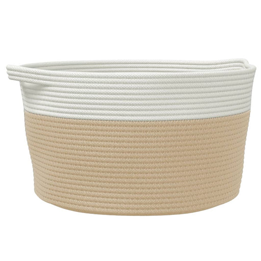 Storage Basket Beige and White Ø40x25 cm Cotton Storage Basket Beige and White Ø40x25 cm Cotton