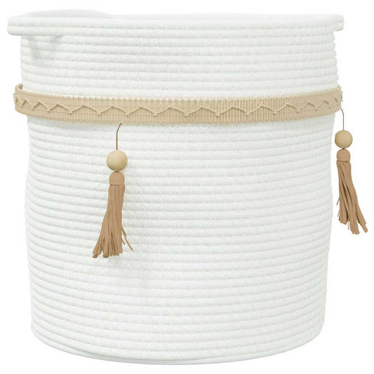 Storage Basket White Ø38x36 cm Cotton Storage Basket White Ø38x36 cm Cotton